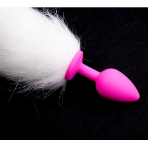 Анальная розовая пробка с хвостиком (иной угол)