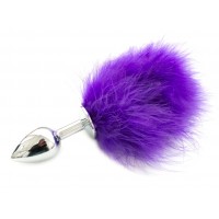 Анальная пробка из металла с фиолетовым хвостиком