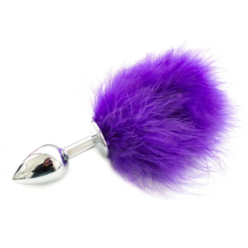 Анальная пробка из металла с фиолетовым хвостиком