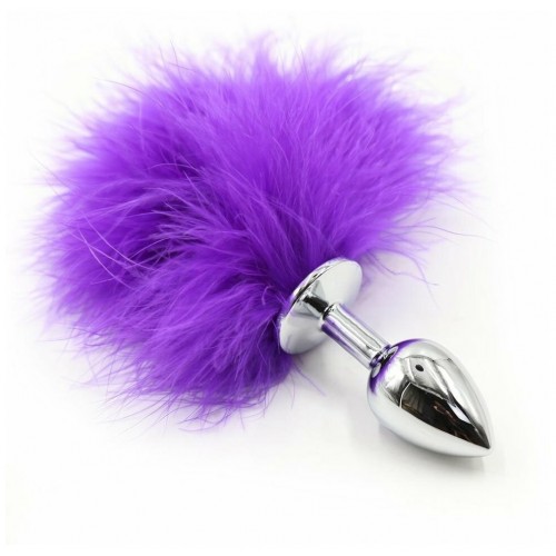 Анальная пробка из металла с фиолетовым хвостиком