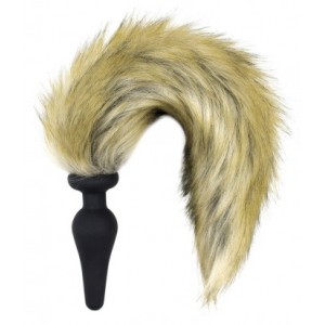 Анальная пробка силиконовая с рыжим хвостом Furry Fox
