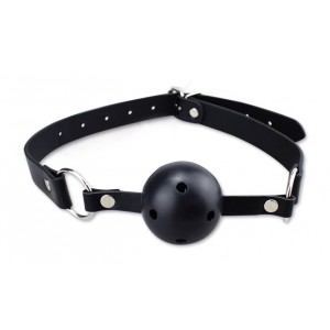 Черный кляп-шар с застежкой (иной угол)