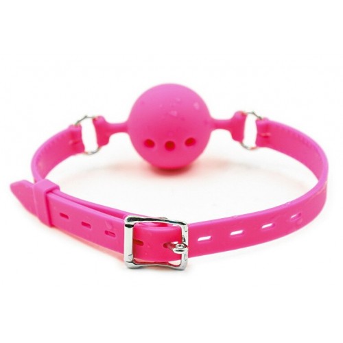 Силиконовый дышащий кляп-шар pink L