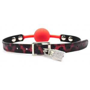 Силиконовый кляп черно-красный на замке Силиконовый кляп черно-красный на замке (иной угол)