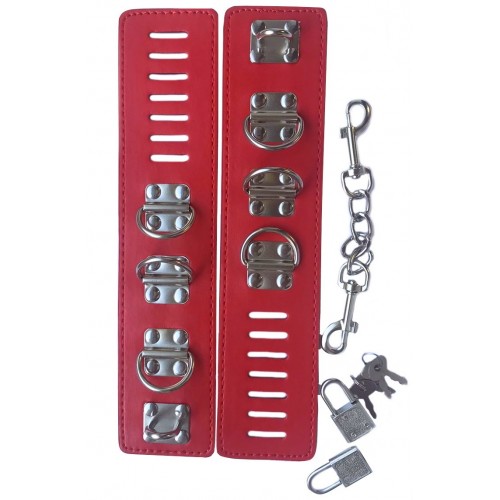 Наручники для фиксации с замочками красные