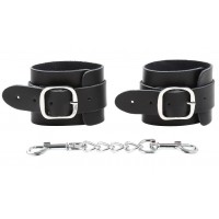 Черные БДСМ наручники из натуральной кожи