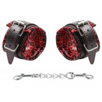 Наручники черно-красные из искусственной кожи