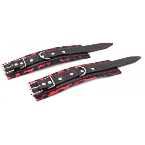 Наручники черно-красные из искусственной кожи