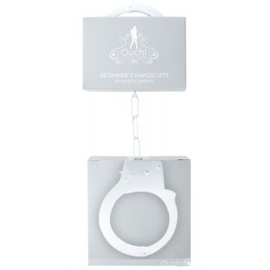 Белые металлические наручники Ouch Beginners Handcuffs (иной угол)