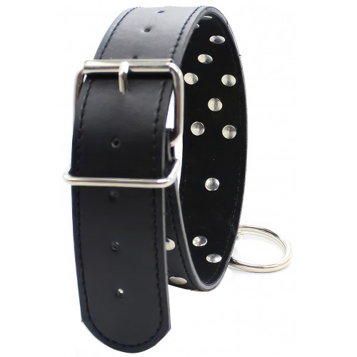 Черный ошейник с кнопками на поводке