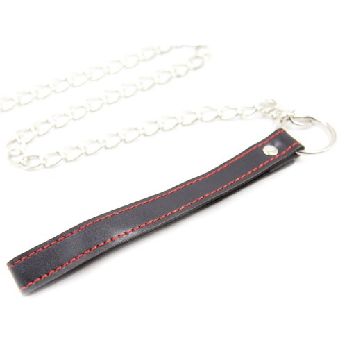 Черно-красный поводок с мелкой цепью																								