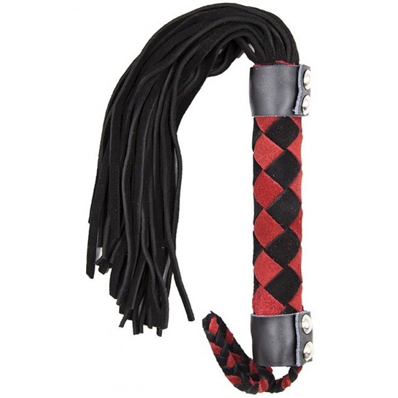 Красно-черная плеть с узором замшевая 42 см