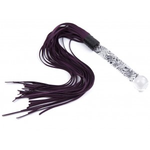 Замшевая плеть фиолетовая с прозрачной ручкой 68 см (иной угол)