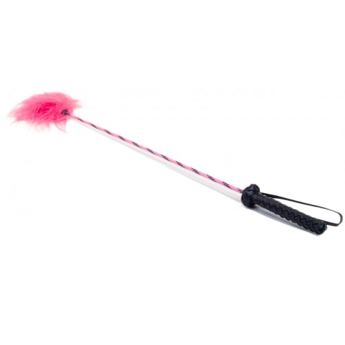 Розовый стек с резной ручкой и тиклером 72 см