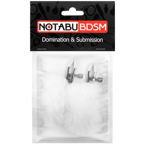 Зажимы на соски с белыми помпонами Notabu