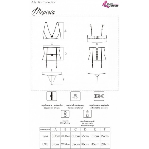 Изящный черный комплект с бежевым кружевом и поясом для чулок Mepiria S/M