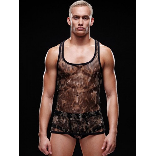 Мужская майка-борцовка в мелкую сетку Envy милитари M/L