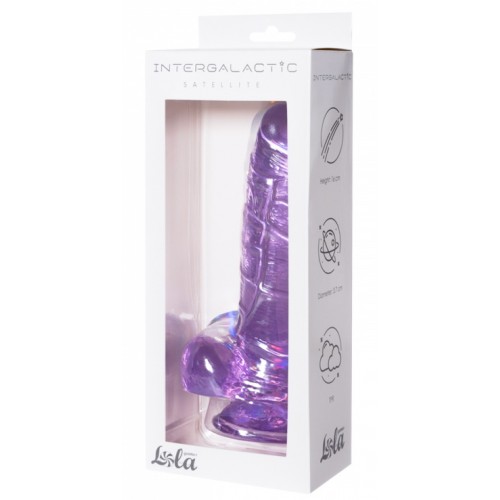Прозрачный фаллос с мошонкой Intergalactic Satellite Purple