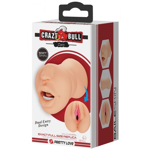 Двусторонний мастурбатор Crazy Bull Zoey вагина и ротик