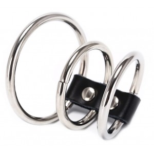 Хомут на пенис из трех металлических колец (иной угол)