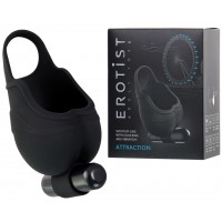 Чехол для мошонки с эрекционным кольцом и вибрацией Attraction Erotist, силикон, чёрный, Ø 2,6 см