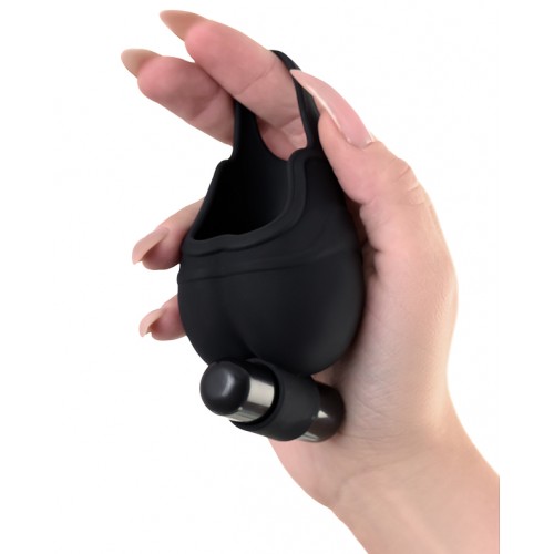 Чехол для мошонки с эрекционным кольцом и вибрацией Attraction Erotist, силикон, чёрный, Ø 2,6 см