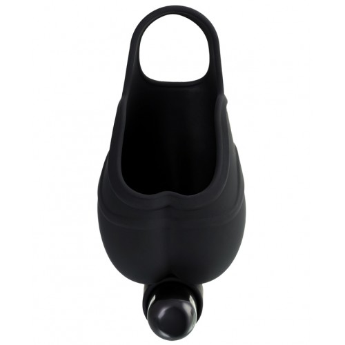 Чехол для мошонки с эрекционным кольцом и вибрацией Attraction Erotist, силикон, чёрный, Ø 2,6 см