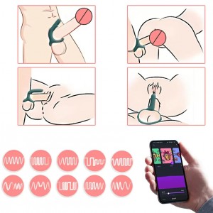 Двойное эрекционное виброкольцо со смарт-управлением Fun Town Rise синее (иной угол)