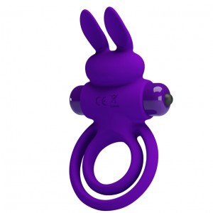 Эрекционное виброкольцо Pretty Love Vibrant Penis Ring III с петлей на мошонку фиолетовое (иной угол)