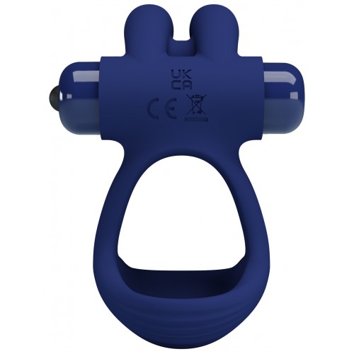 Эрекционное виброкольцо Pretty Love Powerful Ring с петлей на мошонку синее