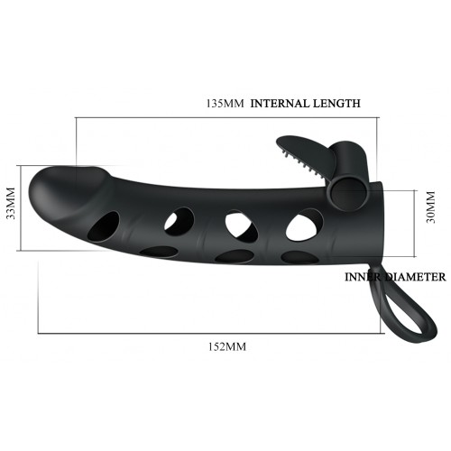 Силиконовая вибронасадка с клиторальным стимулятором и петлей под мошонку Pretty Love Penis Sleeve