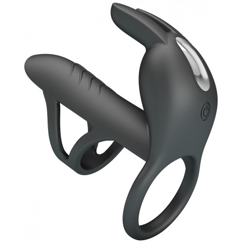 Фаллопротез-вибронасадка на пенис с двойным эрекционным кольцом Pretty Love Vibrating Penis Sleeve Matty