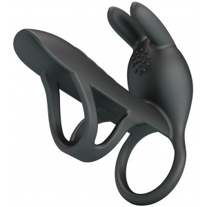 Фаллопротез-вибронасадка на пенис с двойным эрекционным кольцом Pretty Love Vibrating Penis Sleeve Matty (иной угол)