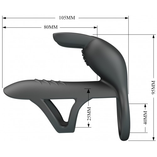 Фаллопротез-вибронасадка на пенис с двойным эрекционным кольцом Pretty Love Vibrating Penis Sleeve Matty