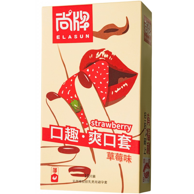 Оральные презервативы Elasun Strawberry со вкусом клубники 10 шт