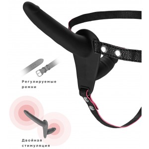 Страпон на креплении Black&Red by TOYFA, силикон, черный, 24 см (иной угол)