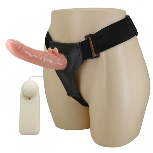 Страпон со стимулятором клитора и с ротацией