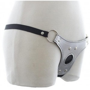 Трусики для страпона серебристые (иной угол)