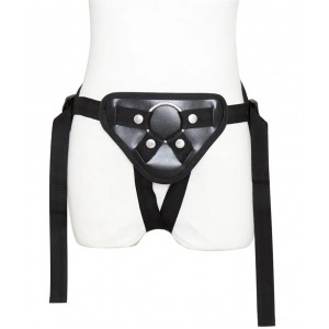 Черный ремень для страпона с кольцом (иной угол)