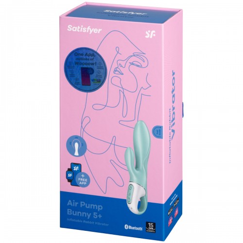 Расширяющийся смарт-вибратор с клиторальным стимулятором Satisfyer Air Pump Bunny 5 зеленый