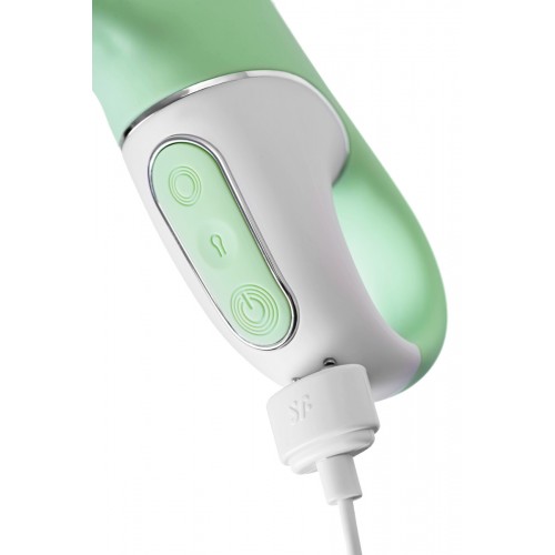 Расширяющийся смарт-вибратор с клиторальным стимулятором Satisfyer Air Pump Bunny 5 зеленый