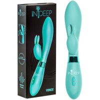 Вибратор с клиторальным стимулятором-кроликом Indeep Turquoise