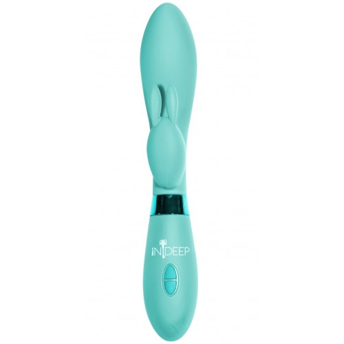 Вибратор с клиторальным стимулятором-кроликом Indeep Turquoise