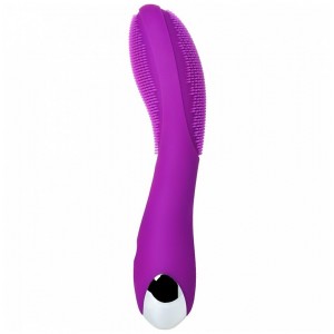 Вибратор с ресничками JOS DESI, силикон, фиолетовый, 18,5 см (иной угол)