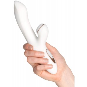 Вибратор Satisfyer Pro G-Spot Rabbit, с вакуум-волновым бесконтактным стимулятором, силикон, белый, 22см (иной угол)