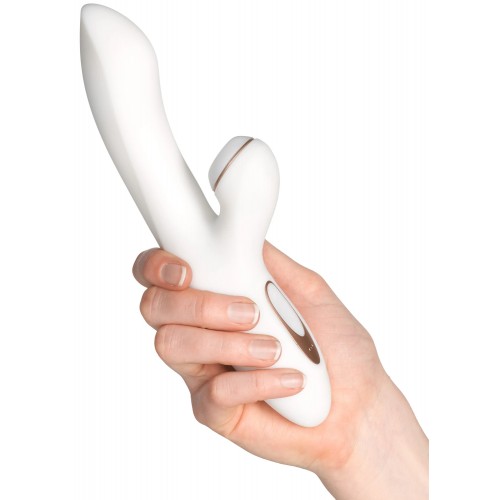 Вибратор Satisfyer Pro G-Spot Rabbit, с вакуум-волновым бесконтактным стимулятором, силикон, белый, 22см