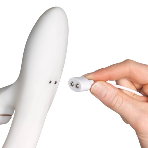 Вибратор Satisfyer Pro G-Spot Rabbit, с вакуум-волновым бесконтактным стимулятором, силикон, белый, 22см