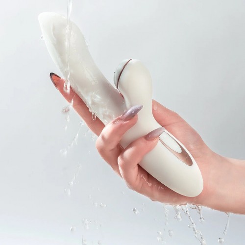 Вибратор Satisfyer Pro G-Spot Rabbit, с вакуум-волновым бесконтактным стимулятором, силикон, белый, 22см