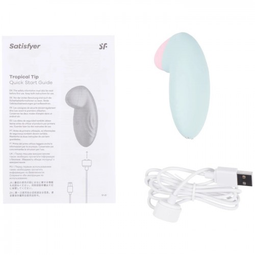 Перезаряжаемый смарт-стимулятор с вибрацией Satisfyer Tropical Tip Blue
