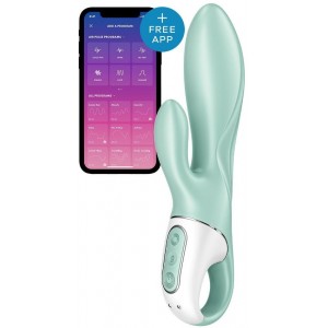 Расширяющийся смарт-вибратор с клиторальным стимулятором Satisfyer Air Pump Bunny 5 зеленый Расширяющийся смарт-вибратор с клиторальным стимулятором Satisfyer Air Pump Bunny 5 зеленый (иной угол)